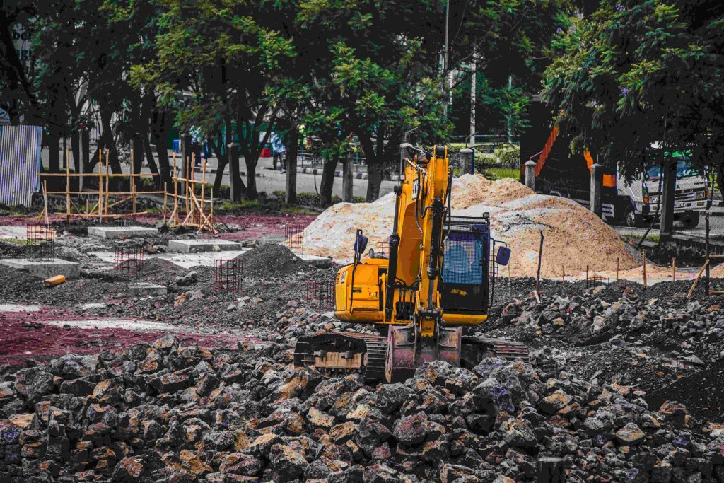 a excavator is working
