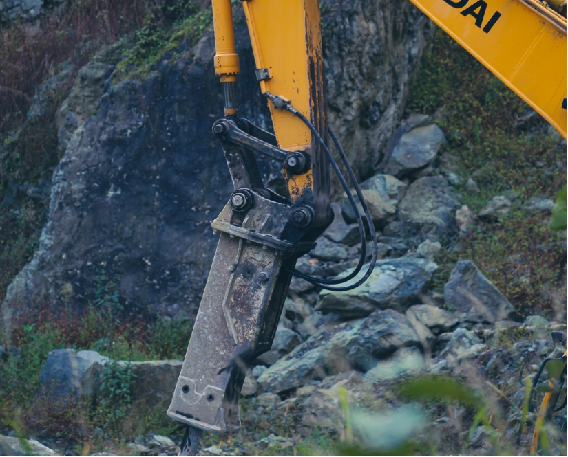 excavator with Hydraulic Breaker Hammer