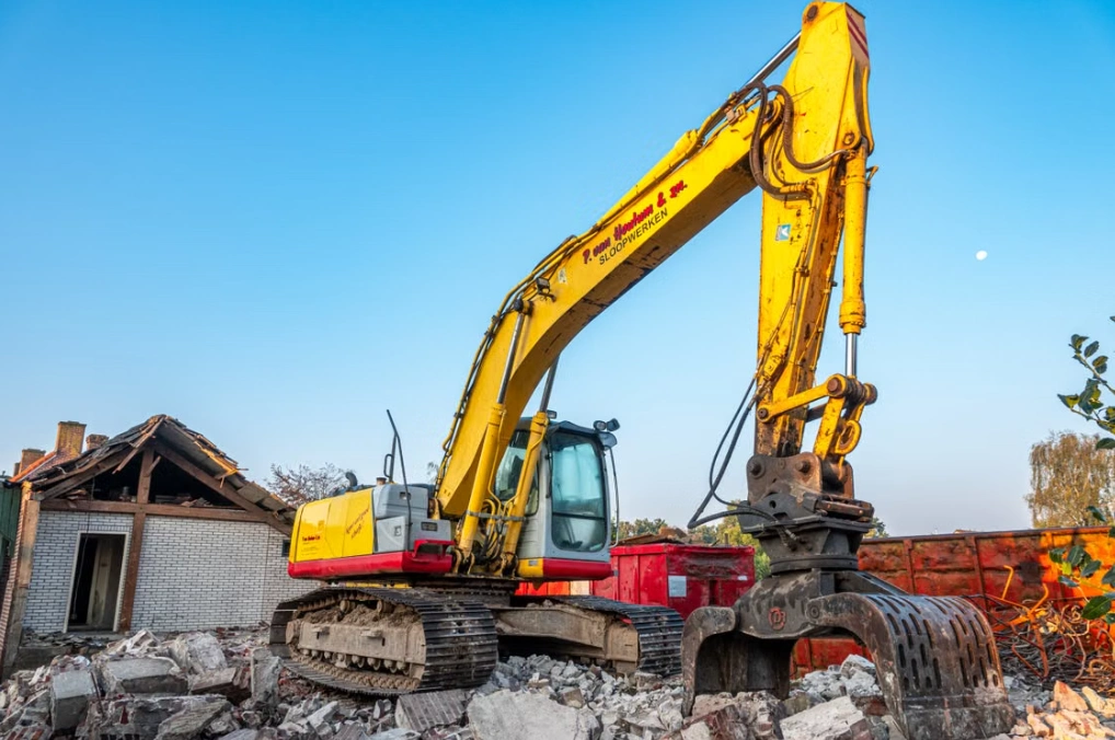 Excavator in construction